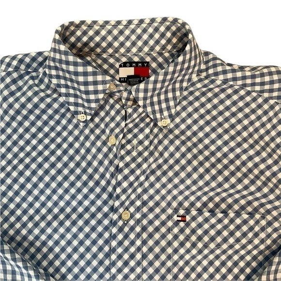 🎉 SALE Tommy Hilfiger Blue / White Check Button Down Shirt - Picture 2 of 5